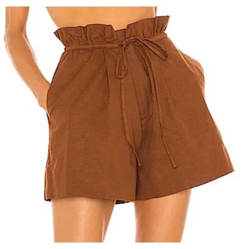 L'Academie Brown Paperbag Waist Shorts
